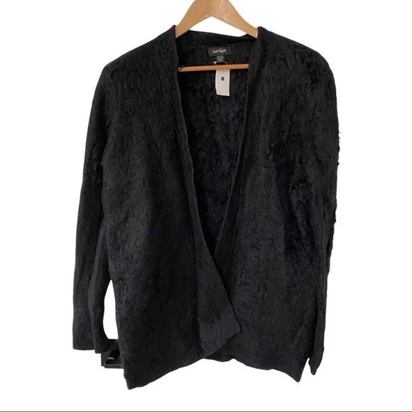 Lord & Taylor open front black long sleeve fuzzy cardigan super soft S NWT - Picture 1 of 6